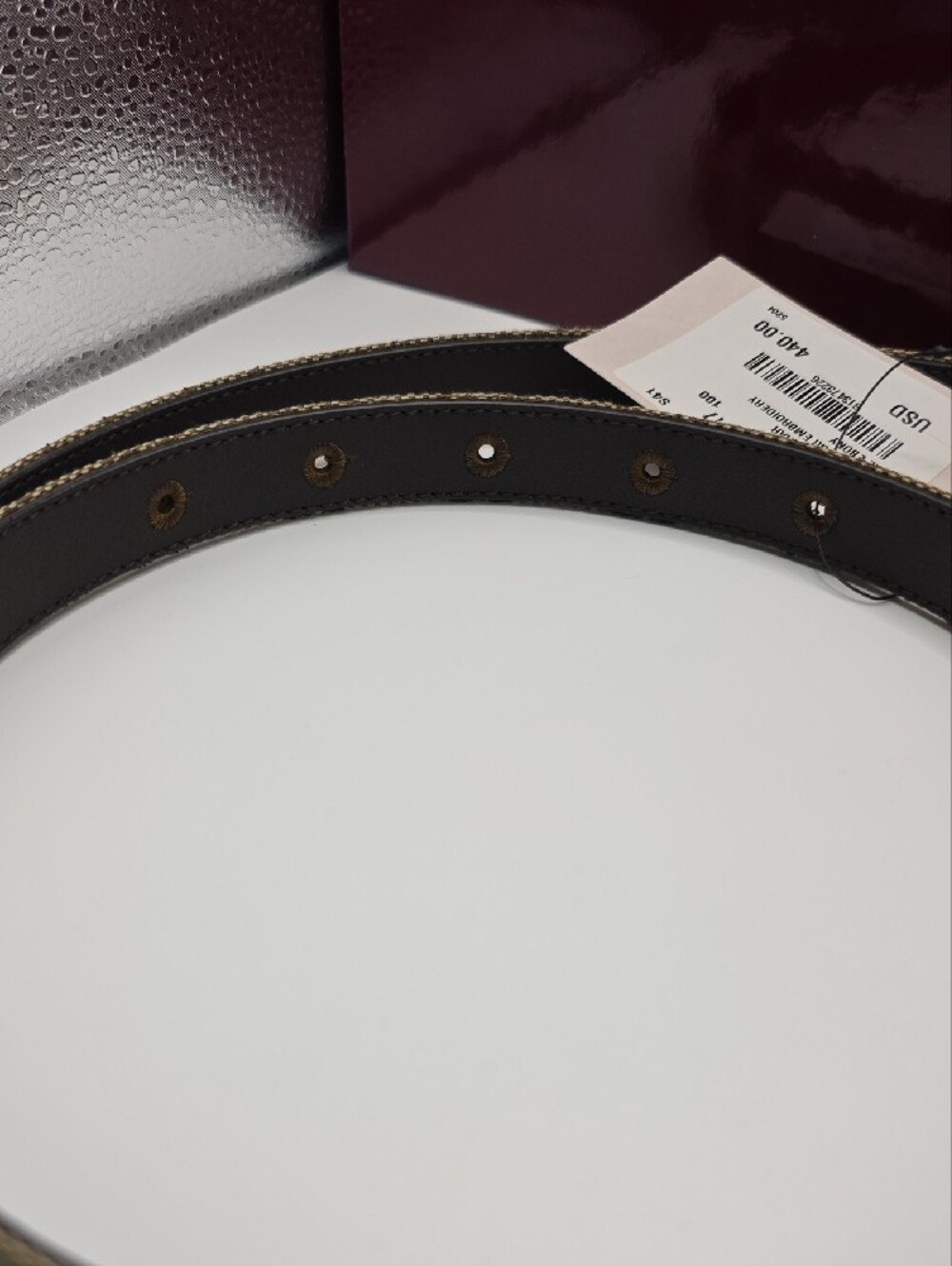 Gucci Beige Monogram GG Canvas Belt with Gold Double G Buckle - Picture 6 of 7